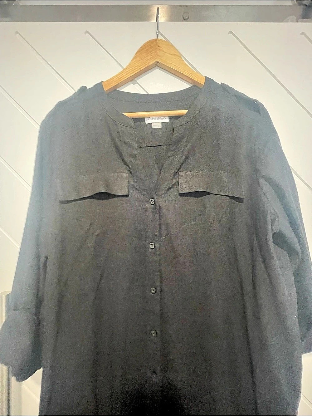 Calvin Klein Black Button-Front Blouse